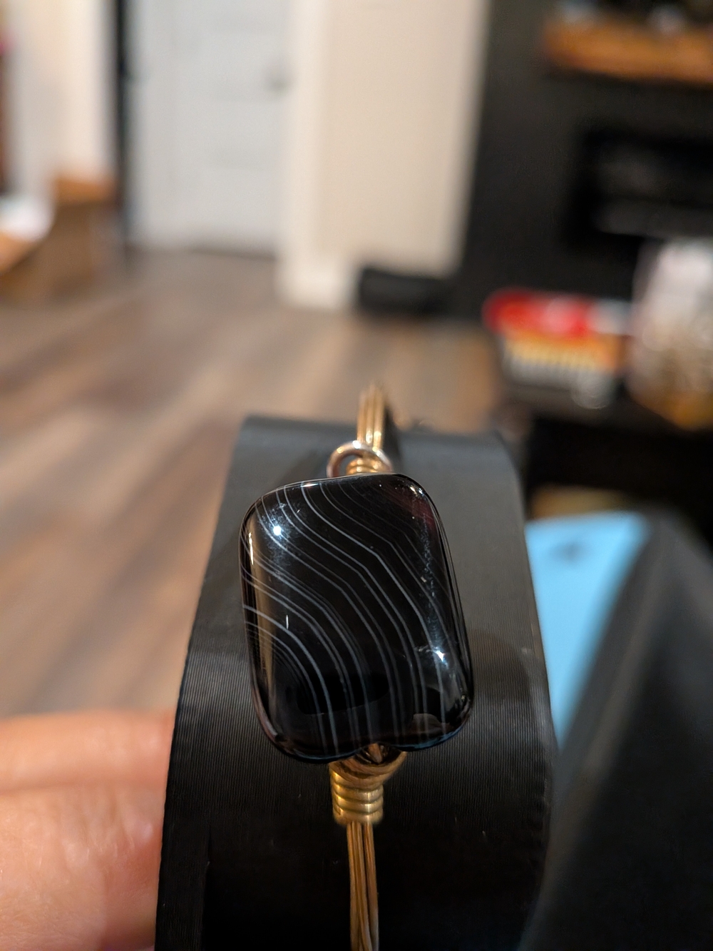 Bourbon and Bowties Gold-Tone Bracelet with Black Agate Accent - Picture 2 of 5